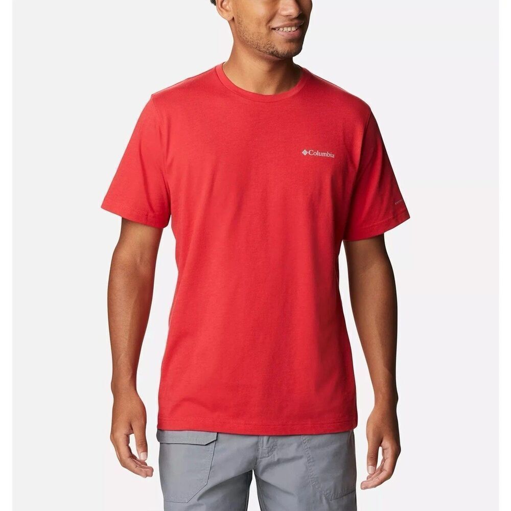 NEW Columbia Thistletown Hills Short Sleeve Shirt Men's S Small Red Omni-Wick